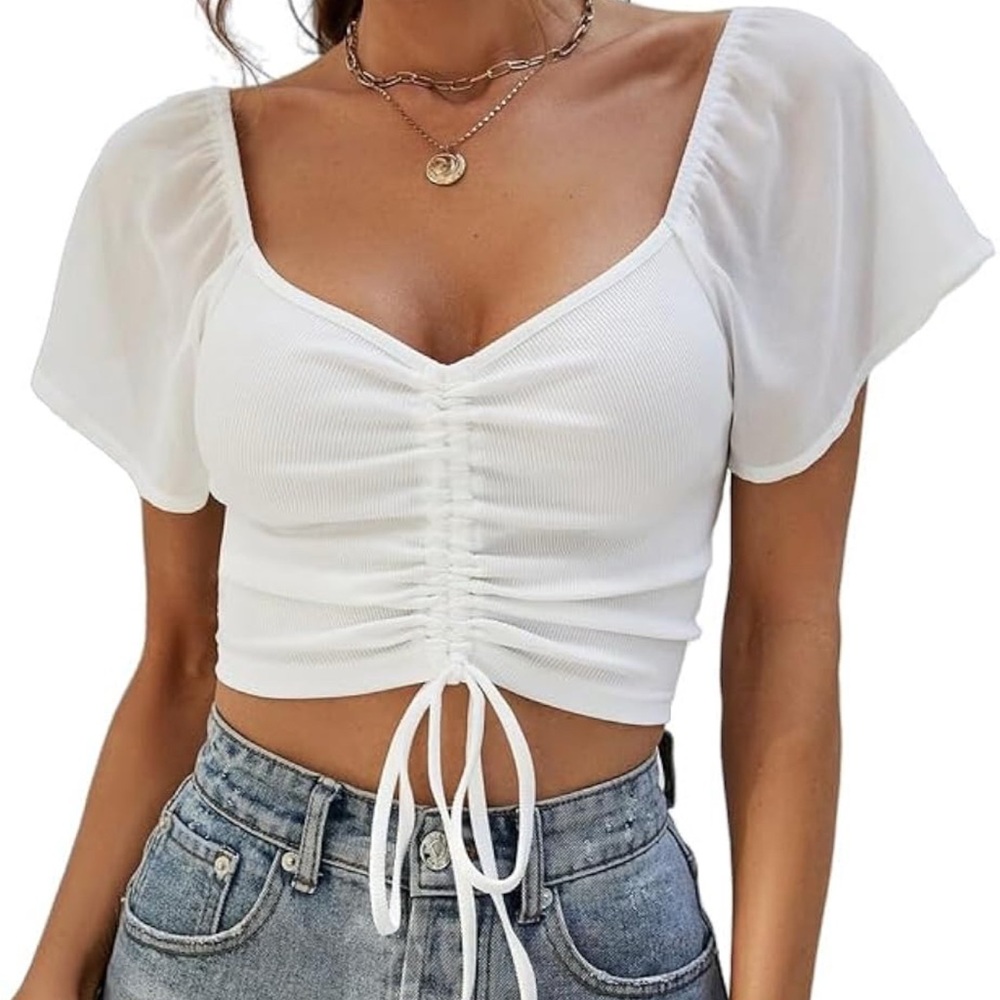 White Puff Sleeve Top